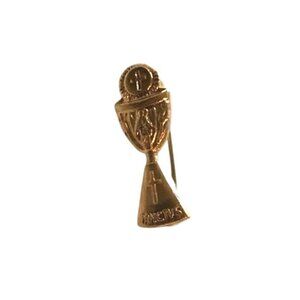Gold Catholic Chalice "Sanctus" Pin Brooch